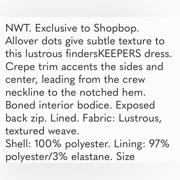 FINDER KEEPERS CRYSTALLIZED DRESS    NWOT - Picture 9 of 9